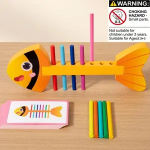 Wooden Fishbone Shape Sorter Toy, 1 Box Colorful Fish Body & Fishbone Matching Game, Educational Toy for Color Recognition