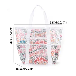 Multi-color and multi-size optional beach bag large-capacity mesh swimming bag multi-function travel shoulder beach bag swimsuit portable storage bag