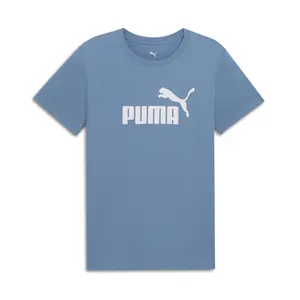 PUMA Womens Essentials Logo Crew Neck Short Sleeve Casual Tops Casual - Blue