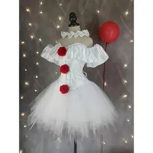 BlackandWhiteClownCostumeSetforHalloween,CORSET,TUTUSkirt,andScarfThree-PieceOutfit