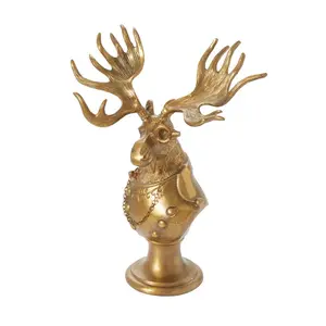 Eric + Eloise Bronzed Aluminum Eugene the Moose Bust Form Tabletop Mantel Decor