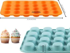 2PCS Silicone Mini Muffin & Cupcake Pan Set, Little Cook 24 Cups