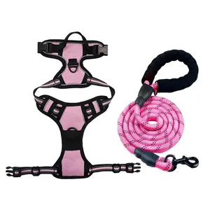 No Pull Dog Harness & Leash Set (2-in-1 Pack) – Escape-Proof, Reflective & Padded with Control Handle