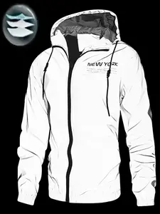 Men's Reflective Motorcycle Jacket, Night Visibility Gear, Windproof & Waterproof Design, Outdoor Sports Casual Wear, Comfortable Fit, Biker Jacket