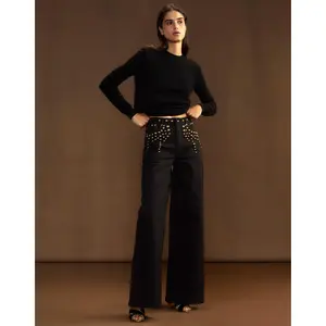 Serena Studded Wide Leg Jeans
