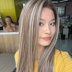 IMstyle ALEXA Pre-Cut 9*6 lace front wig Glueless futura Fiber lace Wig Brown creamy highlight 26inches