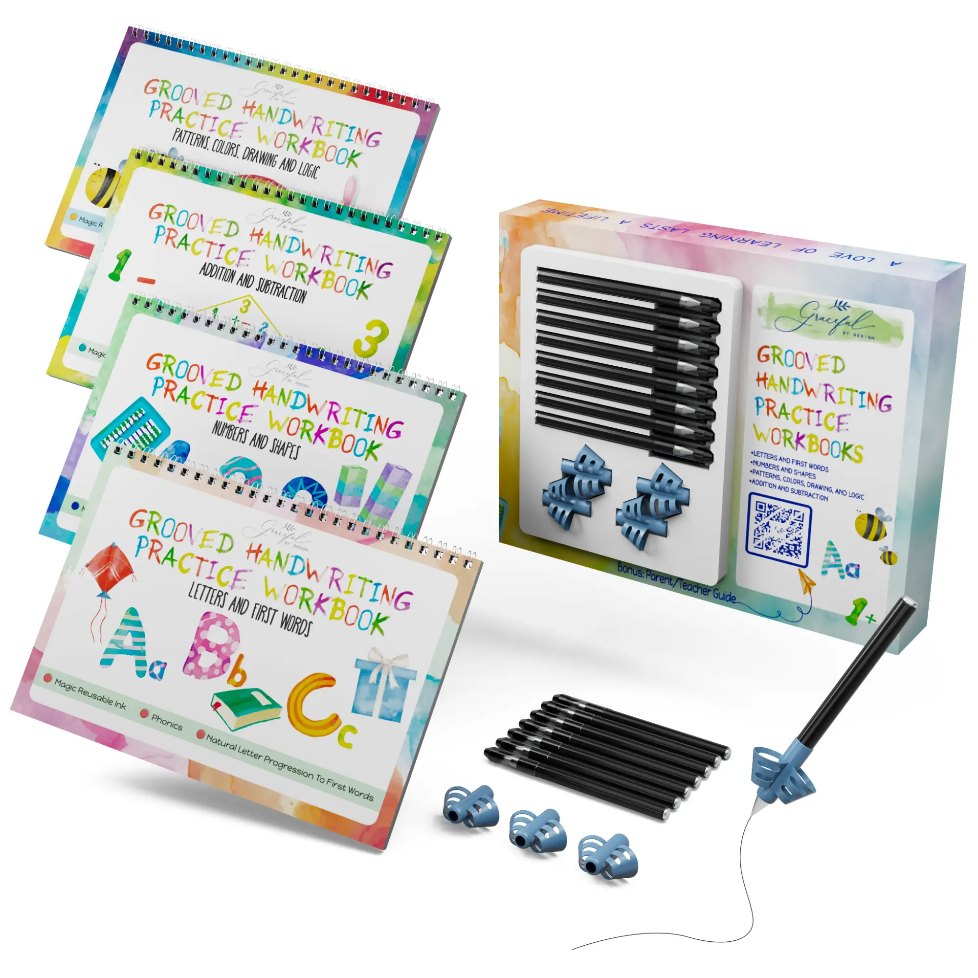 Reusable Grooved Handwriting Workbooks for Kids With Disappearing Ink