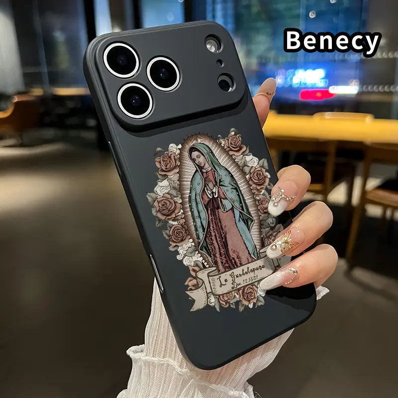 Straight Edge Durable Phone Case for iPhone 17 Pro Max, 17 Air - Virgin Mary Pattern, Anti-Scratch, Shockproof TPU Bumper, Drop-Proof Mobile Phone Protection Casing Accessory, Smartphone, Handheld