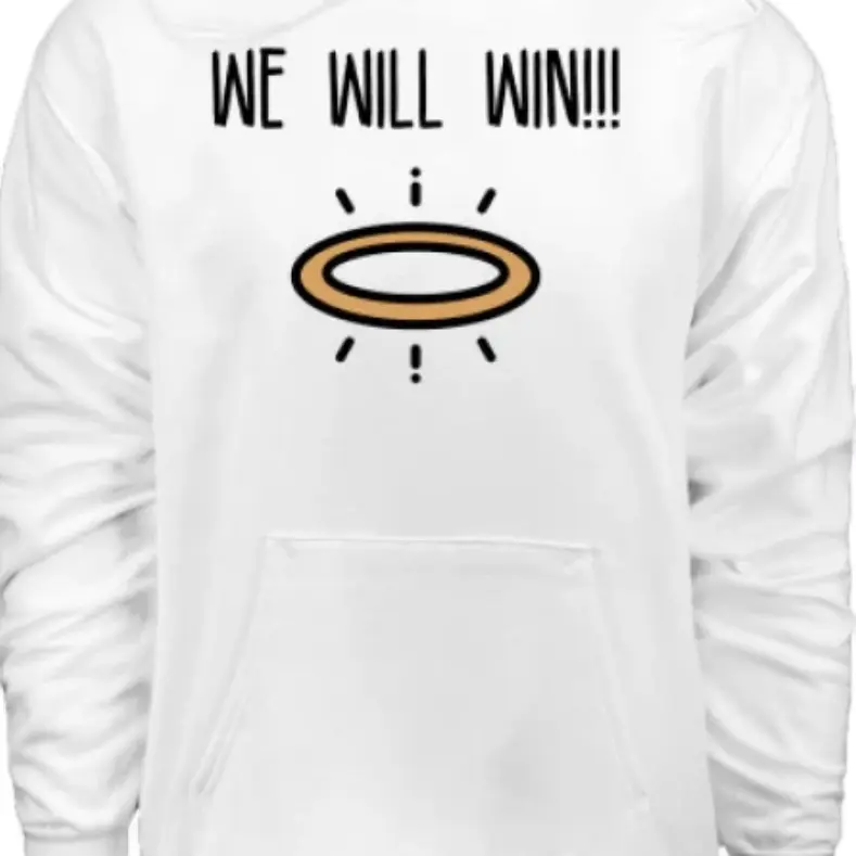 WE WILL WIN!!! OG Hoodie, Hanes P170 7.8 oz. Costars 50/50 Pullover Hoodie with We Will Win Design and Pocket White