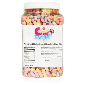 Sarah's Candy Factory Assorted Dehydrated Marshmallow Bits 8 oz Jar – Colorful Sweet Topping for Hot Chocolate, Cereal, Baking & Dessert Decoration
