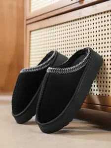 New Winter Couple Snow Boots, Home Fleece Lined Shoes, Casual Sporty Flats, Outdoor Warm Single Shoe, Women's Fall & Winter One-Step Boots