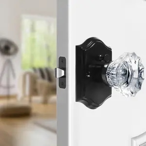 Door Knobs, Black Glass Door Knobs Interior Rose Shape with Lock  Function,  Antique for Bedroom Bathroom
