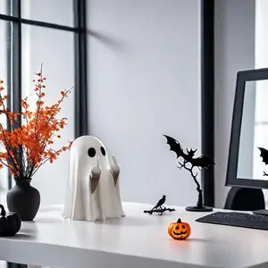 Funny Middle Finger Halloween Decoration, Spooky & Cute Ghost Figurine for Home, Desk, Party Decor, Unique Halloween Gift Idea, Decorative Fidget Figurine