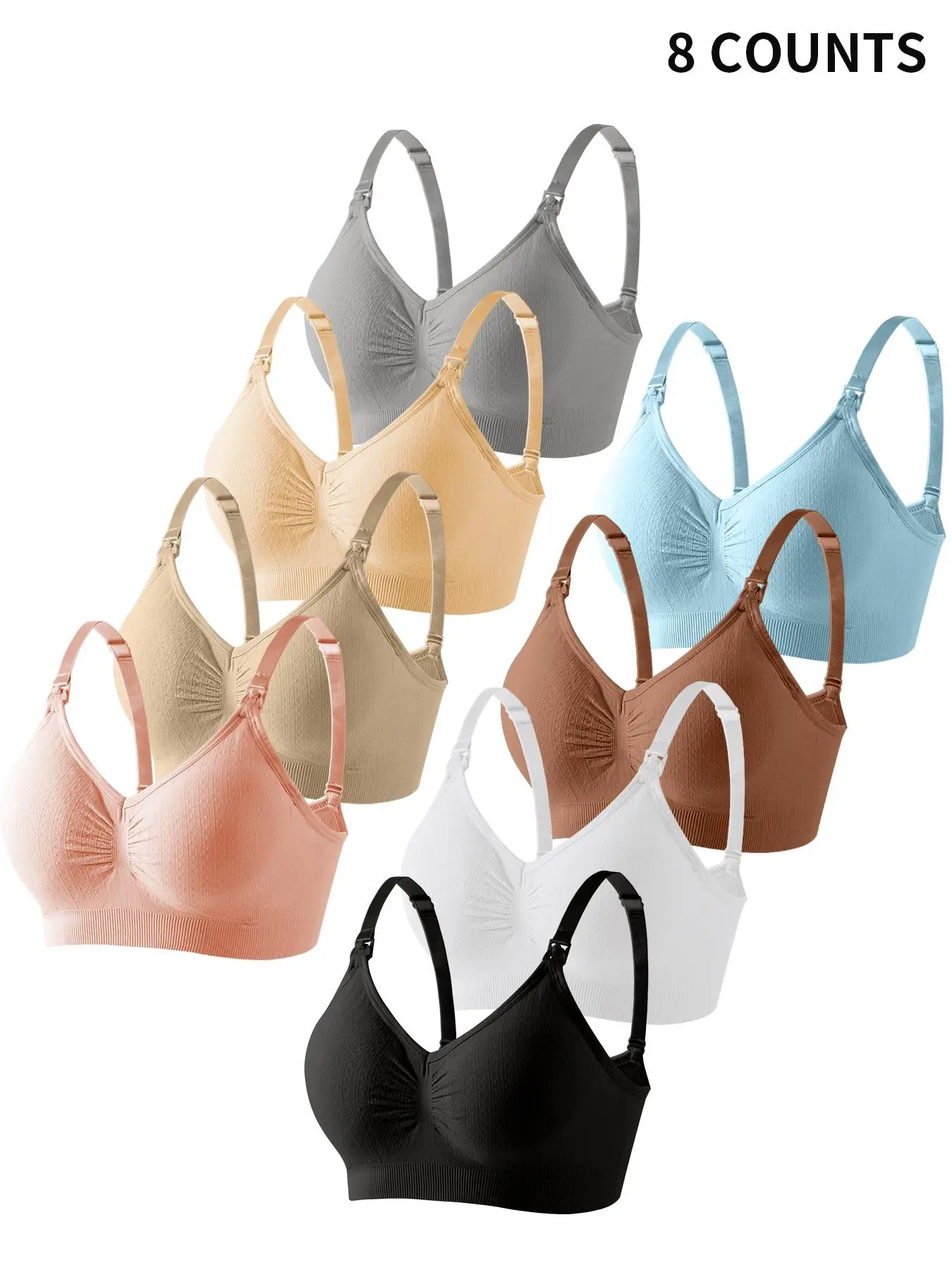 Maternity Solid Color Nursing Bra, Casual Comfortable Breathable Open Front Buckle Bra for Pregnancy & Postpartum, Maternity Lingerie for All Seasons