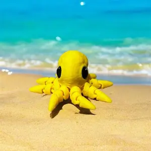 Mini tiny yellow octopus 3D printed figure decoration