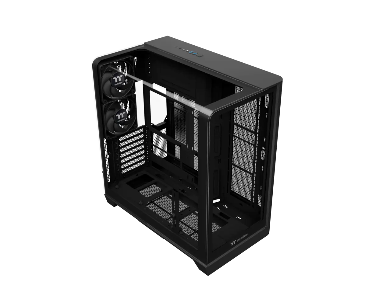 Thermaltake View 390 TG; Mid Tower;2x120mm CT PWM Fans Included; 360mm Radiator Support; 460mm GPU Clearance;Hidden Connector Support; Rotatable PCIe Slots; 260mm PSU Clearance; Black;CA-11F-00M1WN-01