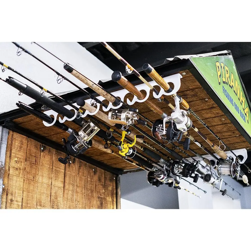 Piranha Ceiling and Vertical Wall Mount Fishing Rod Rack (Large)