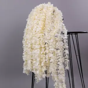 10pcs Artificial Flower Silk Holiday Party Artificial Flower Orchid String Wedding Hanging Flower Hydrangea Vine Decorating Decorative Ornaments