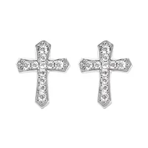 SHOWCRAFT Meraki Original Full of Gemstone Crucifix Earrings for Men & Women Hip Hop Micro Inset Zircon Sparkling Jewelry Unique Design