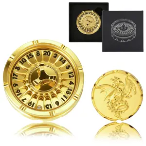 Multicolor Roulette-Style D&D Metal Spinner Dragon-Engraved D20 Dice Wheel Durable Zinc Alloy Red Numbers Black Background Ideal for Tabletop Gaming - Durability