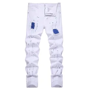 Men's Slim Fit Jeans Ripped Skinny Jeans for Men, Fashion Biker Jeans Stretch Moto Denim Pants Menswear Casual