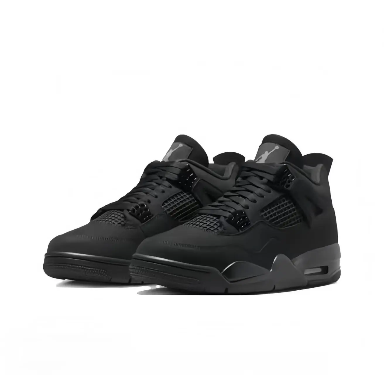 Triple Black Retro Mid Basketball Sneakers, Mesh Panel Design, Men Street & Court Footwear