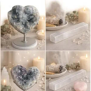 XL Celestite Heart on Stand Madagascar Guardian Calm Stone Luxury Bedroom Decor Sanctuary Statement Crystal for Peace & Protection 4.06lbs