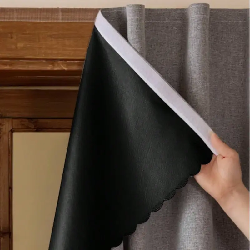 1pc 100% Blackout Curtains Japanese-style Linen For Bedroom Self Adhesive Curtains Curtain Easy To Install Used For Kitchen Curtains Window Curtain, Blackout Window Cover, Bedrooms, Living Rooms, Dormitories, Offices, And Home No Drill Curtains