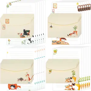 36 count   Stationery Set with Envelopes, Cute Lined Writing Paper for Invitations, Holiday Cards, Party Decor - Leisurely Life &  Cafe Themed (24 Cards, 12 Envelopes)