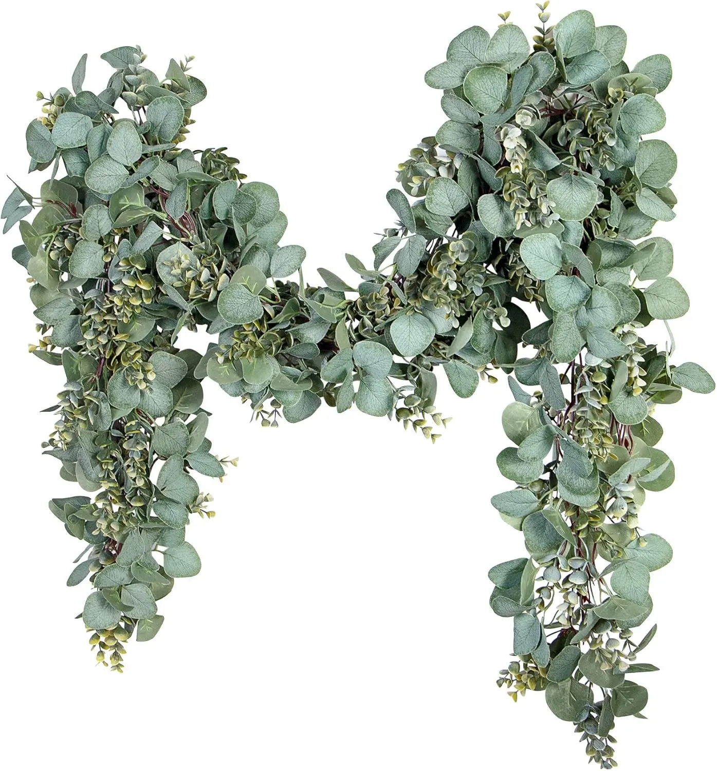 Eucalyptus Garland 6.56 Ft Lush Silver Dollar Leaves Boxwood Artificial Faux Greenery Vines for Baby Shower Wedding Party Table Runner Room Home Mantle Decor