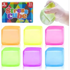 KT05 6pcs Slow‑Rising Stress Cubes — Squishy Stress Balls for Adults & Kids, Sensory Fidget Toys for Anxiety Relief, Calming Stretchy Squeeze Balls for Autism & ADHD — ASMR, Satisfying, Desk/Classroom GiftDHD, Malt Sugar Ball