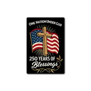 Vintage "250 Years of Blessings" Patriotic Cross Metal Sign |   8x12 Inch USA-Themed Gift for Home & Yard Decor |   Rustic Tin Plaque with Pre-Drilled Holes, Easy to Hang |   Perfect for Front Door Display, Patriotic Holidays & Meaningful Gifting