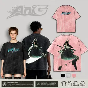 Retro Limited Miyabi ZZZ, ZenLess Zone Zero Washed T-Shirt, Crew Neck Casual Tshirt Menswear Collar, Gifts for him, subtle anime clothing, Viral Trendy