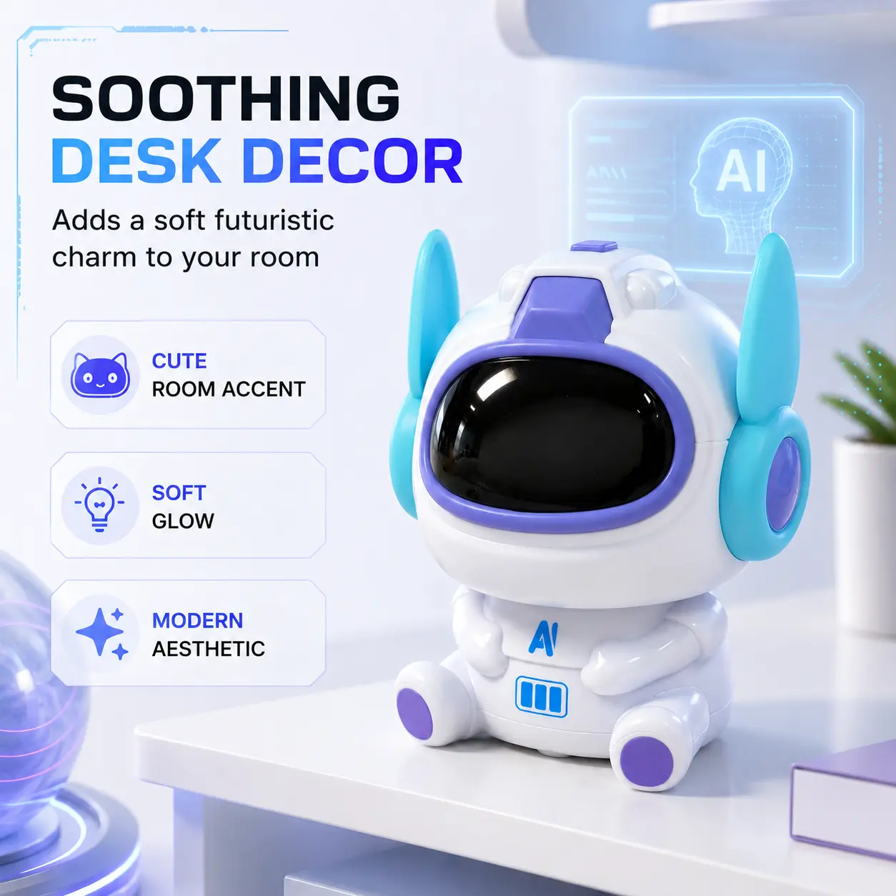 AI Desktop Robot Companion, Humanoid Emo Robot for Office Desk, Interactive Humanoid Robot Pet with Voice Control, Smart Desk Assistant for Office & Home
