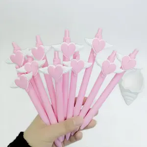 Cute Love Wing Pens Set, Heart-Shaped Design, Smooth Writing Ink, Ideal Student Office Supplies, Pack of 4, Colorful Stationery