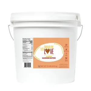 Spread The Love UNSALTED Almond Butter - 15 Pound Pail  (All Natural, Vegan, Gluten-free, Creamy, No added salt, No added Sugar, No palm fruit oil, Made in the USA)