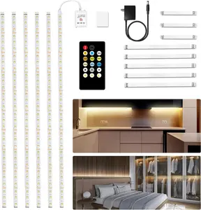Under Cabinet Lighting, 6 PCS Under Cabinet Lights, Dimmable LED Strip Lights with Remote, LED Lights for Kitchen Cabinet, Counter, Shelf, 2700K-6500K Warm to Daylight White, Timing, 20 ft