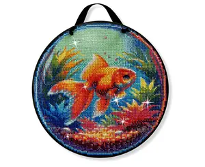 Goldfish Bowl Diamond Painting Kit, ROUND Drills, 12.5" Hanging Sign