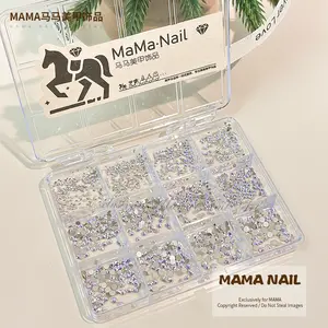 AB Color K9 Crystal Flat Back Round Rhinestones Mix, 1700+ Pcs Bulk Bling Nail Gems for DIY Manicure, Nail Art & Crafts