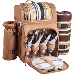 VEVOR Picnic Backpack, Beach Picnic Backpack Bag for 2 Person with Insulated Cooler Compartment, Detachable Bottle/Wine Holder, Lightweight Blanket, Plates and Cutlery Set for Hiking, Camping, GreyVEVOR Super Brand Day