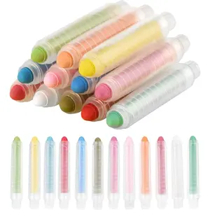 Dustless Chalk for Kids, Colored Sidewalk Chalk With Holder,Non-Toxic Washable Toddlers Chalks Drawing Writing for Outdoor Art Play,Blackboard(12 Pcs)