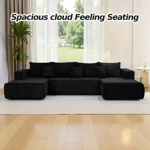 134 in Classic Modular Form Floor Couch, Soft Corduroy Living Room Sofa with Deep Lounge, Ready-to-Use Summervibes