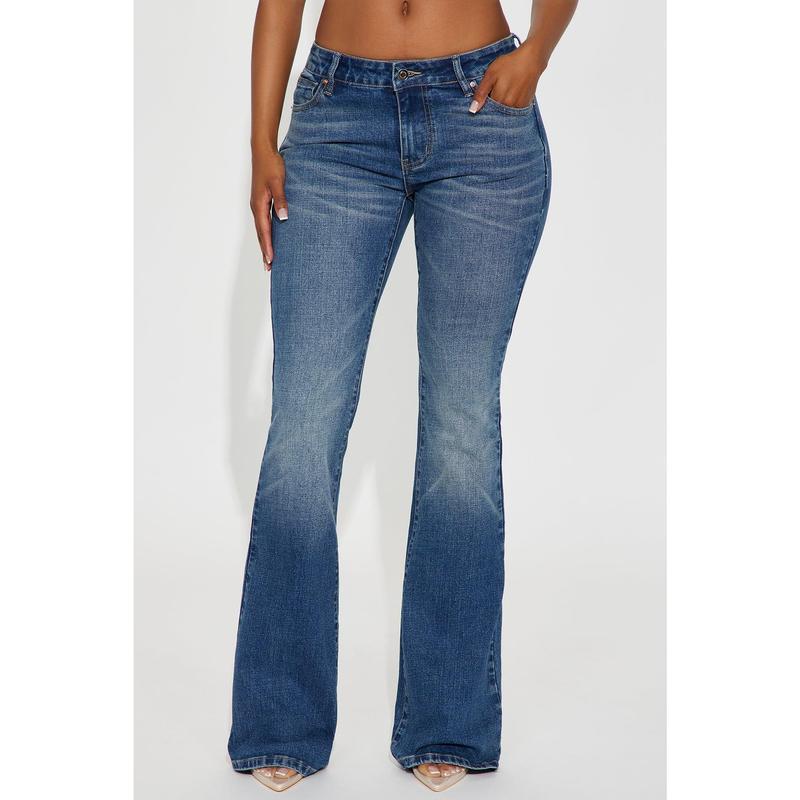 Forever Stretch Low Rise Flare Jeans - Dark Wash
