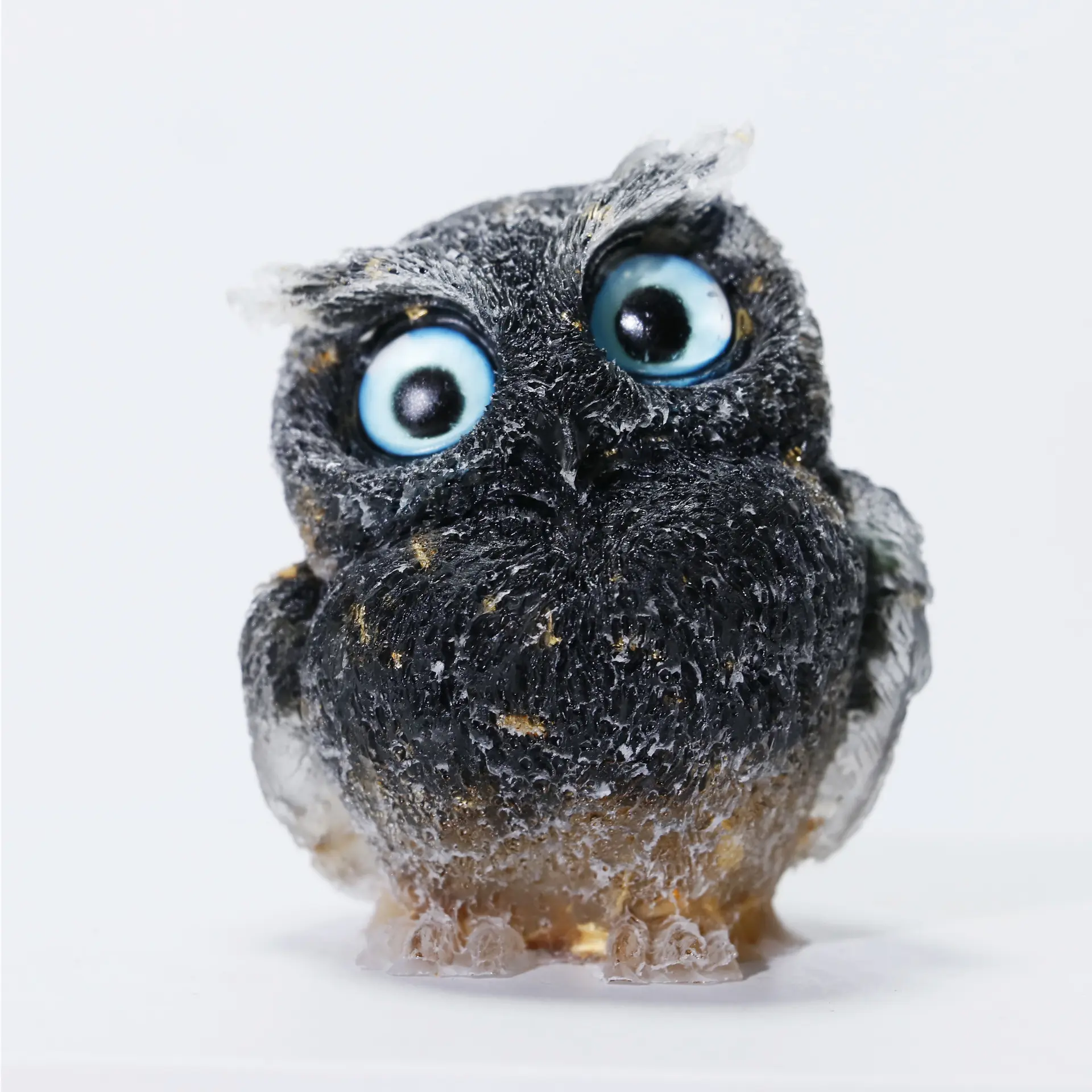 Crystal Owl Statue, 2.5-inch Rainbow, Carved Resin, Reiki Healing Crystal, Portable Crystal Sculpture, Gemstone Animal Owl Ornament, Decorative Item, Cute Gift for Your Room or Office
