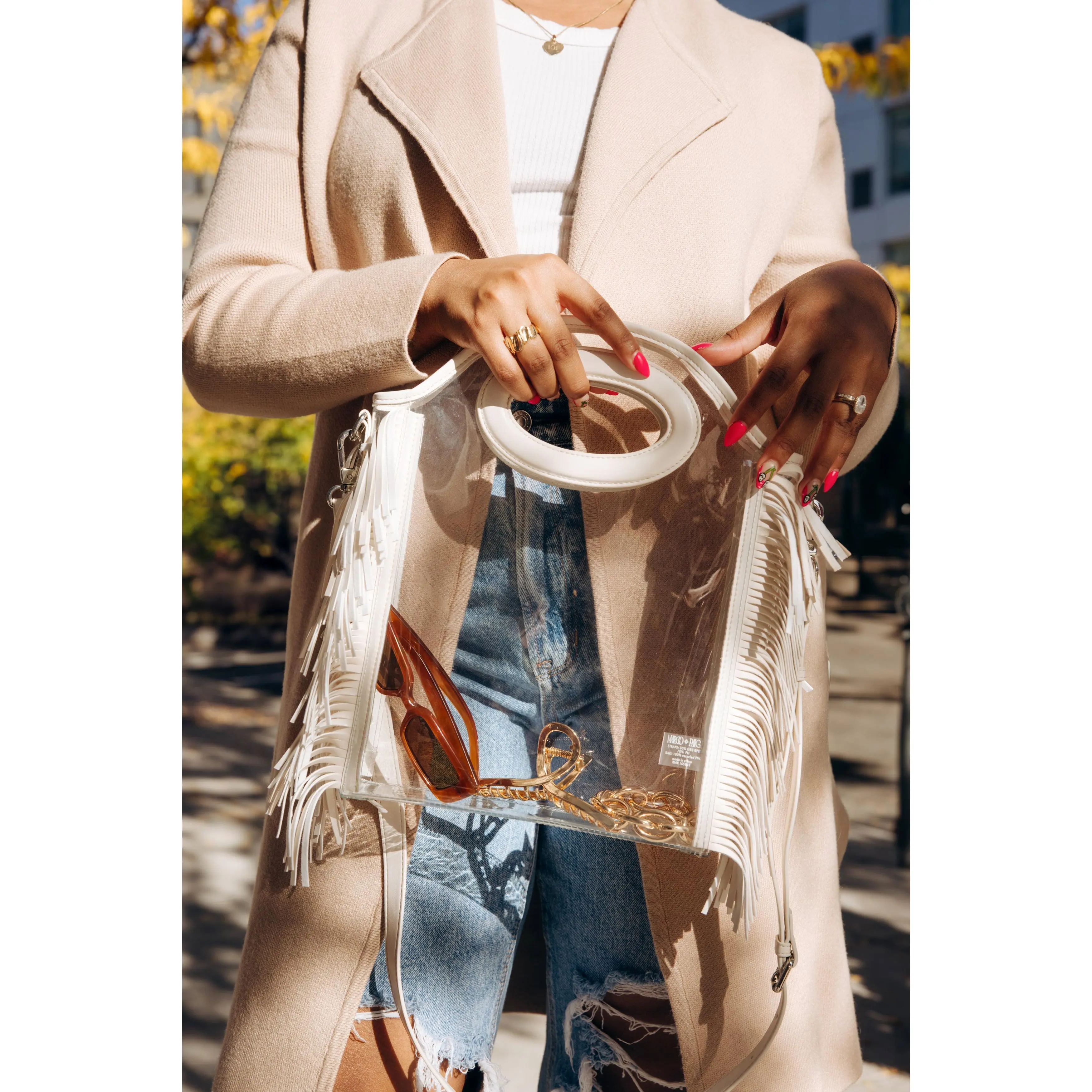 Clear Fringe Tote Bag