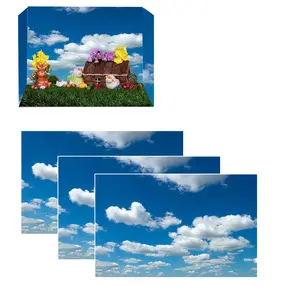 5 Pieces of DIY Sky Cloud Blue Sky White Cloud Decoration Stickers, Model Landscape Blue Sky White Cloud Background Effect Stickers, 10 Pieces for DIY Sand Tables and Miniature House Blue Sky White Cloud Clear Sky Miniature Model Decoration