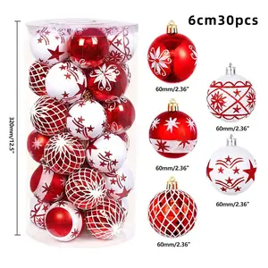 30 Pieces Christmas Ball Decorations, Shatterproof Plastic Hanging Balls, 6cm/2.37 Inch, Holiday Wedding Party Decoration