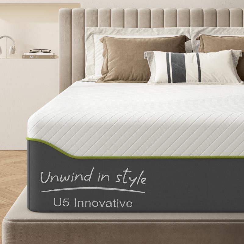 Soges Green Tea Gel Memory Foam Mattress 4-14 Inch, Twin/Full/Queen/King Size with Pressure Relief, Washable Cover, Medium Firm for Adults & Teens, Blue/Light Grey/Dark Green