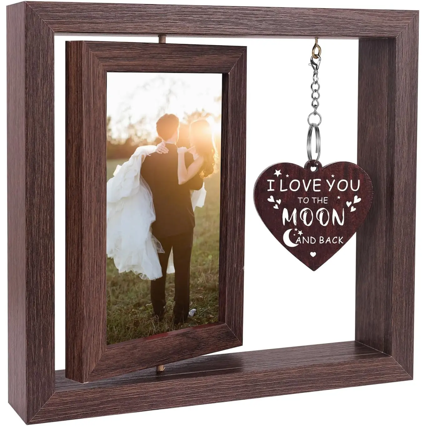 I Love You to The Moon and Back Love Picture Frame 4x6 Romantic Valentines Day Gifts for Him Her Boyfriend Girlfriend Wife Husband Women Men Valentines Gift, Birthday Anniversary Engagement Gifts for Couples