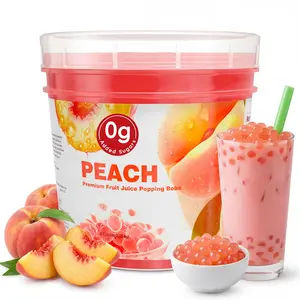 T&Tea Peach Popping Boba Pearls 2.76 LB, No Added Sugar,Vegan Bursting Boba Pearls for Bubble Tea, Beverages, Shakes, Desserts, Smoothies & Ice Cream Topping
